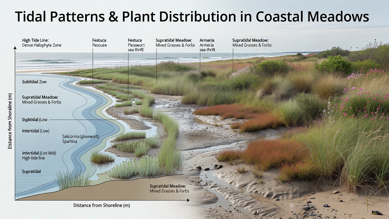 How Tidal Patterns Influence Plant Distribution in Coastal Meadow Zones