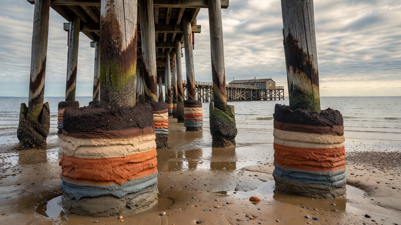 Seasonal Shifts in Sediment Layers Around Historic Waterfront Pier Bases